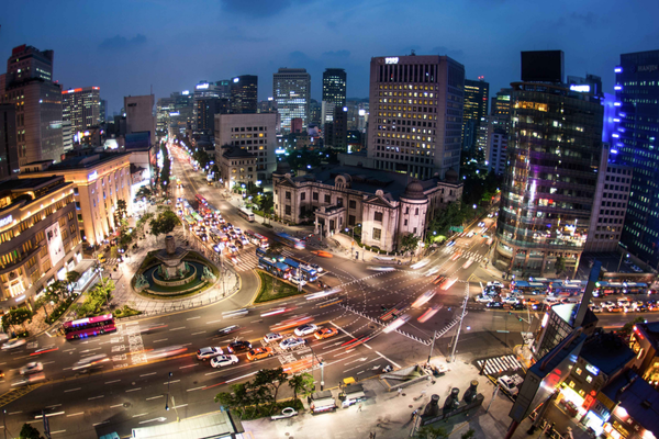 Seoul city night view in South Korea, the start and finish point of our guided motorcycle tour in Korea.